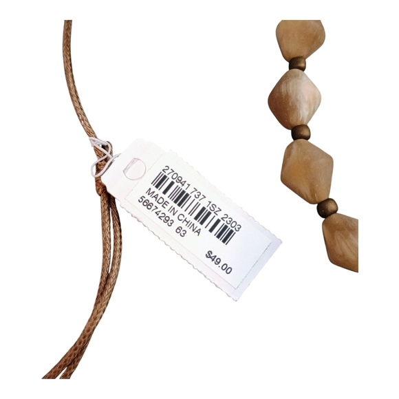 NWT J. Jill Brown Slab Stone Long Boho Adjustable Beaded Necklace - Picture 3 of 8